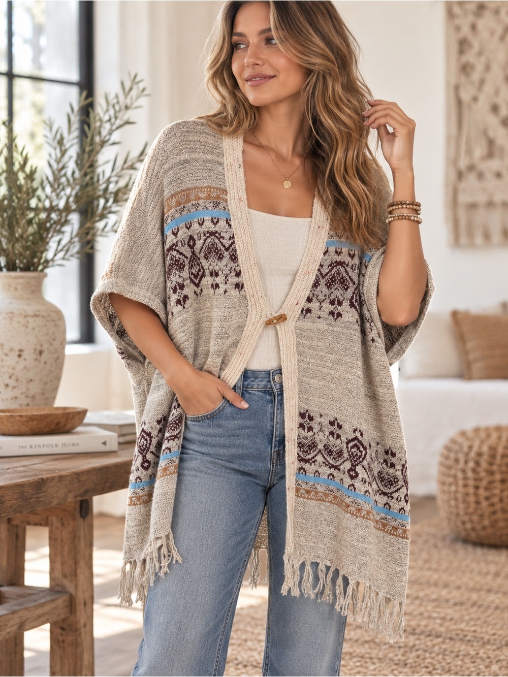 287. 📦 Women’s Poncho cardigan /w fringe